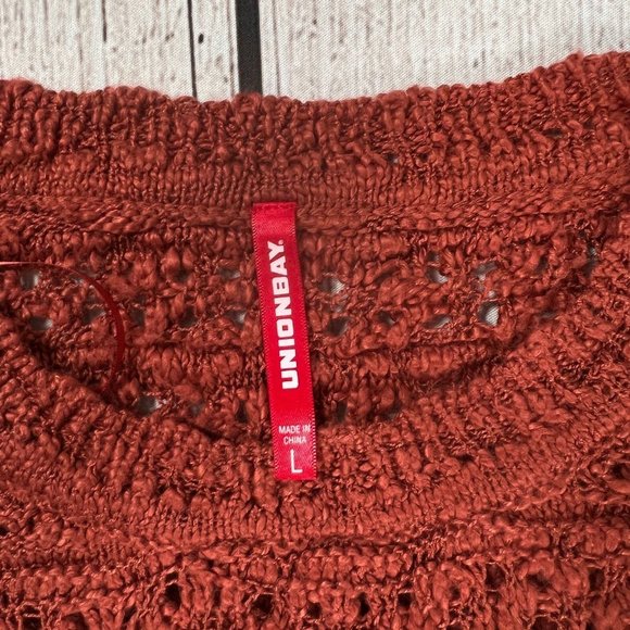 UNIONBAY Sweater Women's Long Sleeve Loose Knit Split Hem Pullover Brown Large - Picture 2 of 9